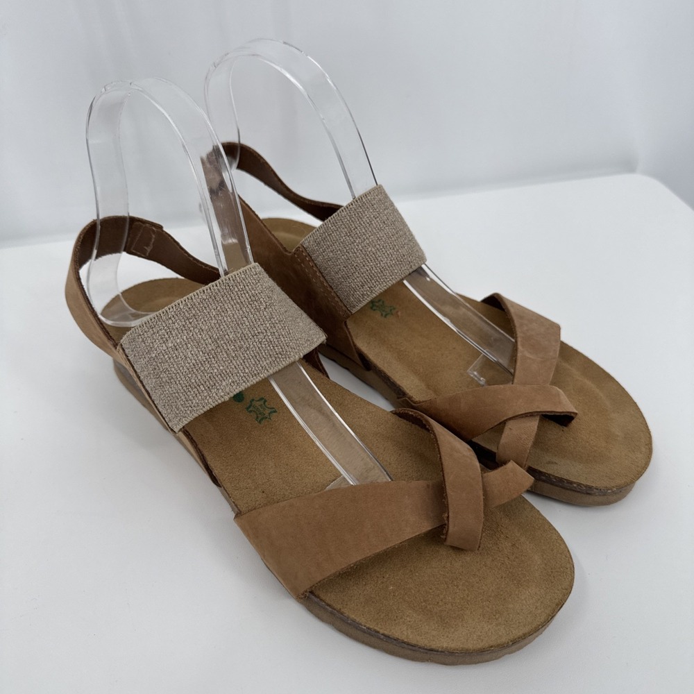 BioNatura Womens Solo Sandals Size 40/9 Tan Leather Slingback Comfort Cork Shoes
